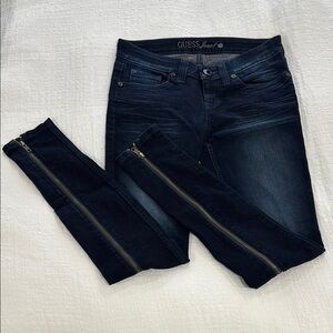 Guess Dark Blue Skinny Jeans with Zipper Detail
